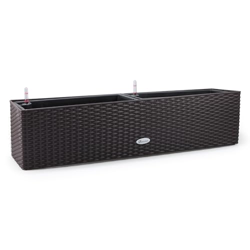 31.5 Inch Self Watering Rail Window Box (80A / Brown)