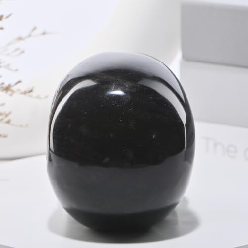 5''Natural Silverstone Obsidian Crystal Skull Head Hand Carved Reiki Healing Stone Statue Healing Home Office Art Room Decoration (Silverstone Obsidian / 5inch)