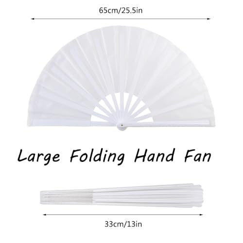 2 Pack Large Folding Hand Fan for Men (Black & White)