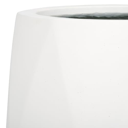 Outdoor Collection Kane White Cement Ficonstone Planter Pot Set of 2 (16"W x 16"D x 14"H / White)
