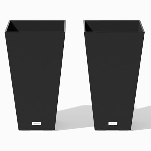 Pure Series Taper Planter (Black / 24 inch - 2 Pack)