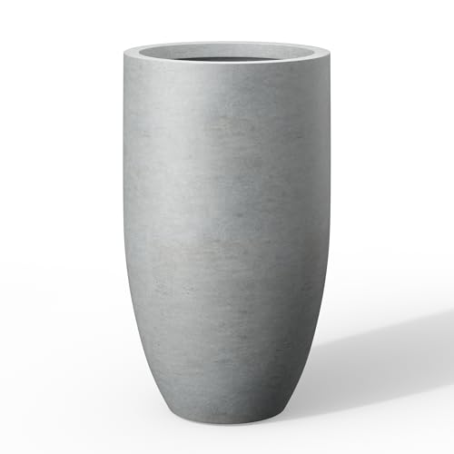 Large Round Tapered Pale Gray Concrete Planter 24" Tall