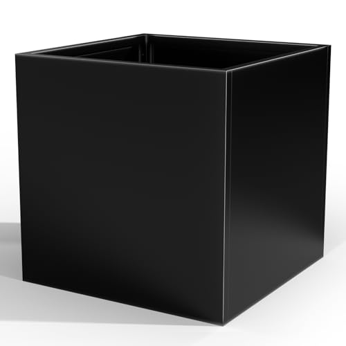 Metal Planter Box for Outdoor Plants 26" L x 26" W x 26" (Black / 26" L x 26" W x 26")