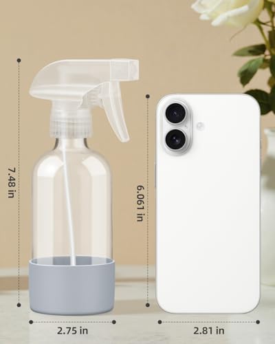 Glass Spray Bottles 8 oz (Blue+Grey+White+Purple / 4 Pack)