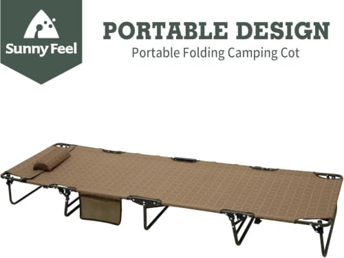 Portable Folding Camping Cot Lightweight (Khaki 76L x24.8W x 8.6H")