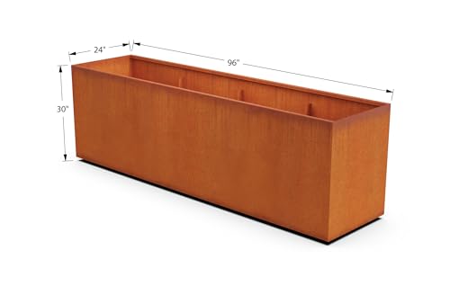 Large Rectangular Planters for Outdoor Plants 96x24x30 Inch Extra Large Corten Steel Planter (16 Sq Ft)