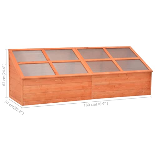 Wooden Garden Portable Greenhouse Sturdy Cold Frame Raised Plants Bed Protection with 8 PC Boards and Openable Top Door Raised Flower Planter Box 70.9"x22.4"x24.4" (70.9"x22.4"x24.4")
