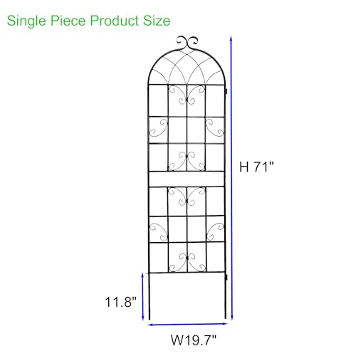 8 Pack Metal Garden Trellis for Climbing Plants (Black D-71"H)