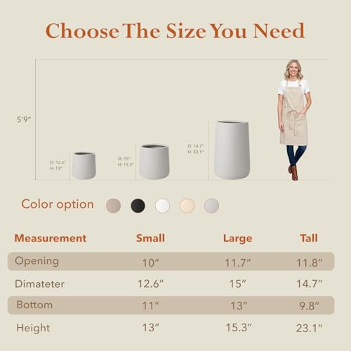 23.1" Tall Large Conico Fiberstone Outdoor Planter (Light Gray / 23.1" H x 14.7" D)