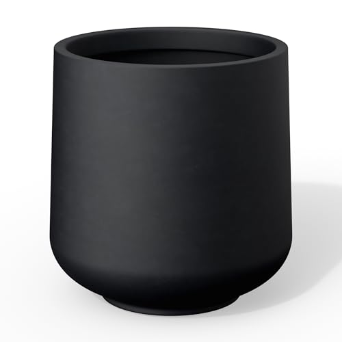 Accent Round Curved Black Concrete Planter 13" Dia