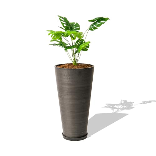 Modern 28 Inch Tall Round Planter (Black / 28Inch)