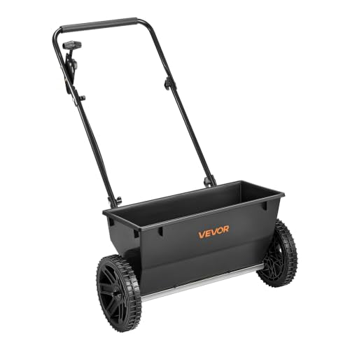 Broadcast Spreader 50 lbs Capacity Drop Spreader with Hopper Grate (50LB / Black)