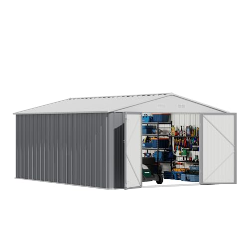 10x14 FT Outdoor Storage Shed (Gray / 10x14 FT)