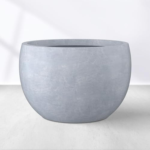 Small Round Bowl Blue Gray Concrete Planter 11.8" Dia