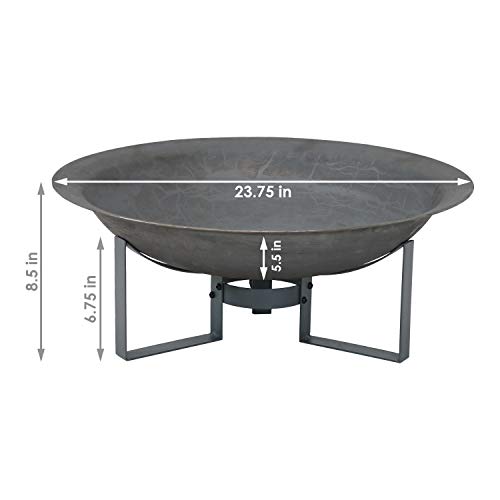 Sunnydaze 24 Inch Cast Iron Modern Outdoor Fire Pit Bowl with Stand