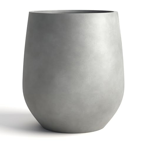 Premium Mt Wilson Tall Tapered Fiberstone Planter for Indoor Outdoor Use (Gray / 15'' D x 16.7'' H)