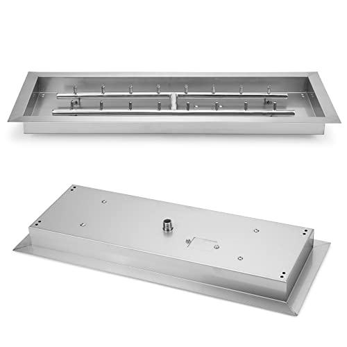 30 x 10 Inch Upgrade Rectangle Fire Pit Pan with Jet Burner