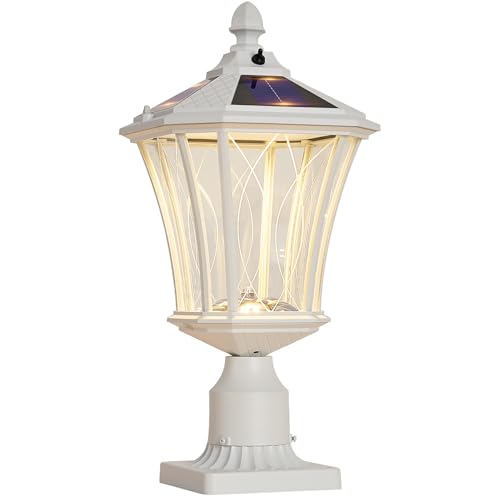 Outdoor Solar Post Lights with Pier Mount Base (L-1-WH)