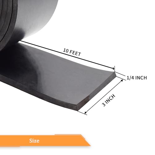 Neoprene Rubber Strips 1 (3" x 10' / .250" thick(No Adhesive）)