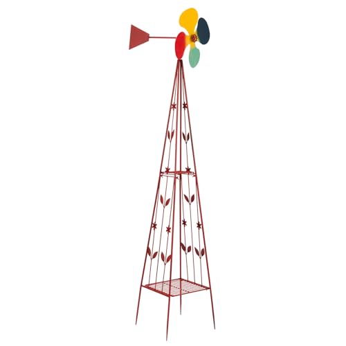 8FT Ornamental Windmill for Yard (6.2ft-red)
