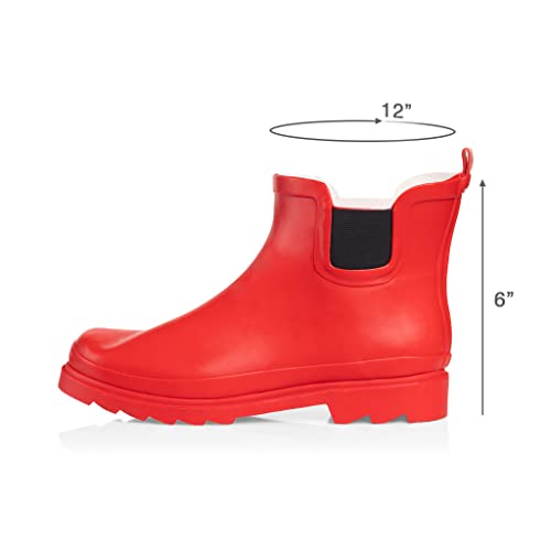 Women's Waterproof Ankle Rain Boots (10 / Red Matte)