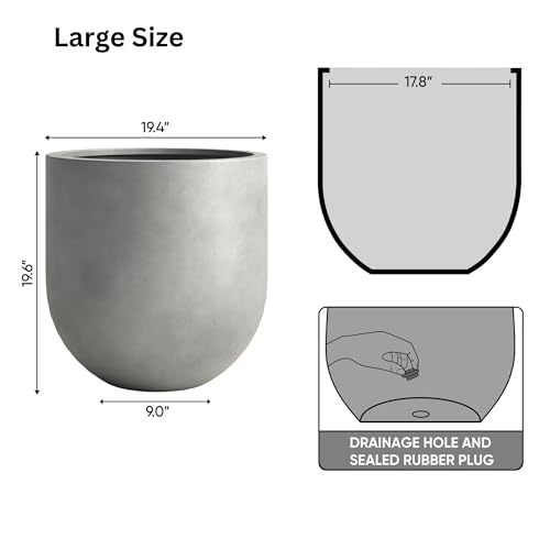 Signature Mount Antero 19.7''D x 19.7''H Modern Indoor Outdoor Fiberstone Bullet Shaped Planter (Large / Gray)