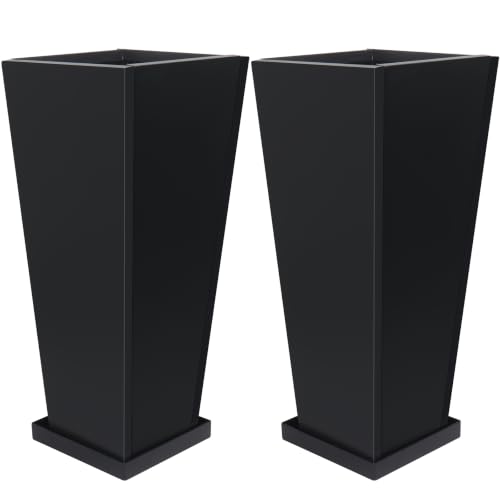 30" Metal Tall Outdoor Planters Set of 2 (30" H)