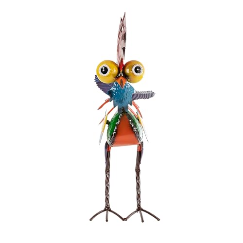 18" Tall Wacky Metal Rooster Yard Statue (18" Multicolor Rooster)