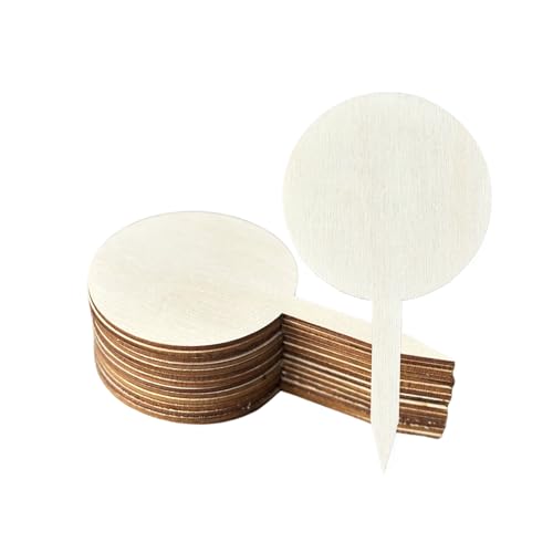 100 Pcs Wood Plant Labels (Round)