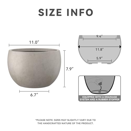 Small Round Bowl Weathered Concrete Planter 11.8" Dia (Weathered Concrete / 11.8" d)