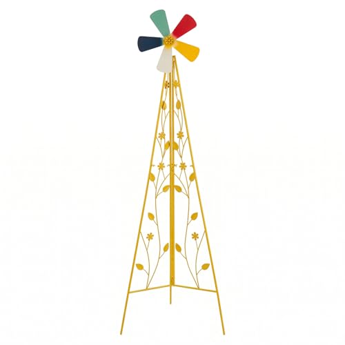 6FT Windmill for Yard Garden Decoration (Yellow)
