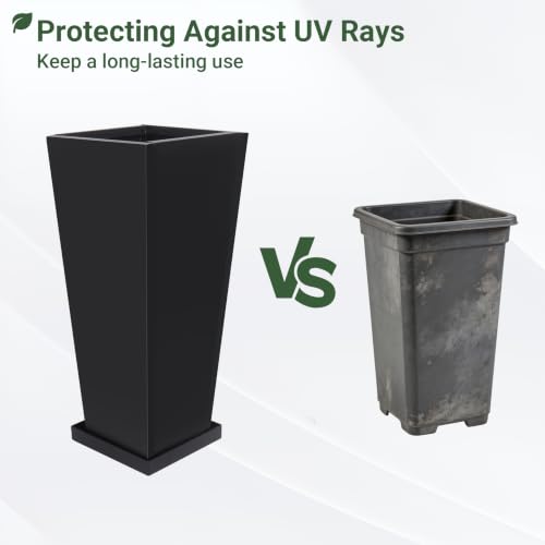 24" Metal Tall Outdoor Planters Set of 2 (24" H)