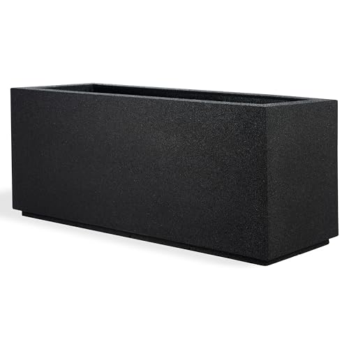 PolyStone 46" Large Rectangular Outdoor Planter Box (Black Granite)