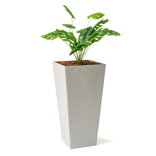 28 Inch Tall Square Tapered Planter (Gray / 28" H)
