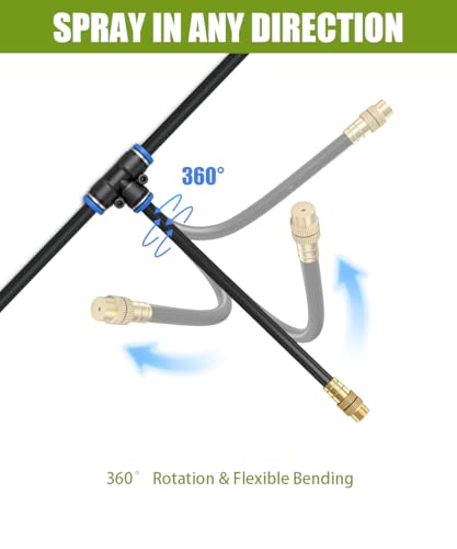 100FT 5 16" Misting Irrigation System for Garden with 40 Adjustable Nozzles (Mist 100 FT+40 Nozzles)