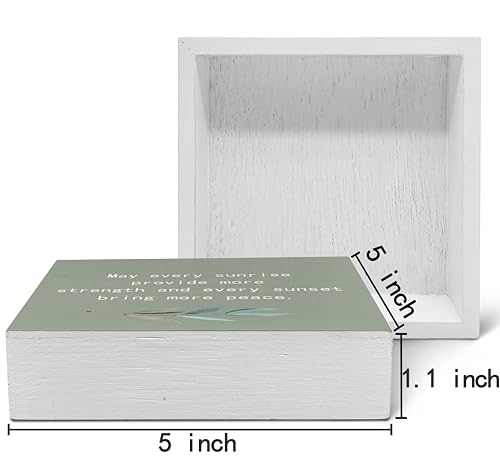 May Every Sunrise Provide More Strength and Every Sunset Bring More Peace Wood Box Sign Desk Decor (MAY-green / 5 x 5 inches)