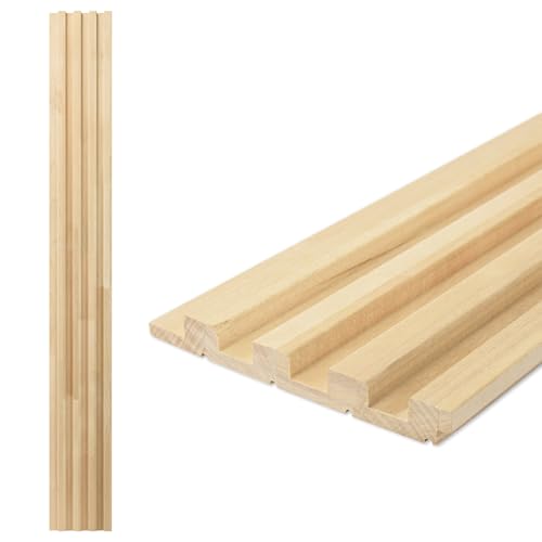 4 Pc 96"x5.7" Wood Slat Wall Panel for Interior (96 x 5.7 Inch / Slat Natural Wood)
