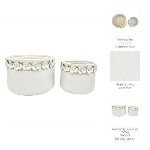Decorative Flower Pot for Home Decor (White / 7"and 6")