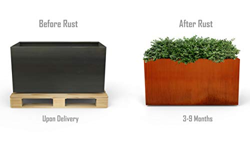 Large Rectangular Planters for Outdoor Plants 36x12x18 Corten Steel Planter (3 Sq Ft)