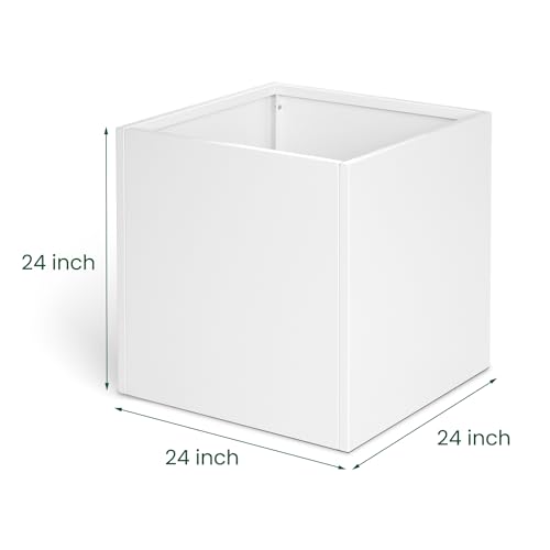 White Steel Planter Box 24 Inch (White / 24" L x 24" W x 24" H)