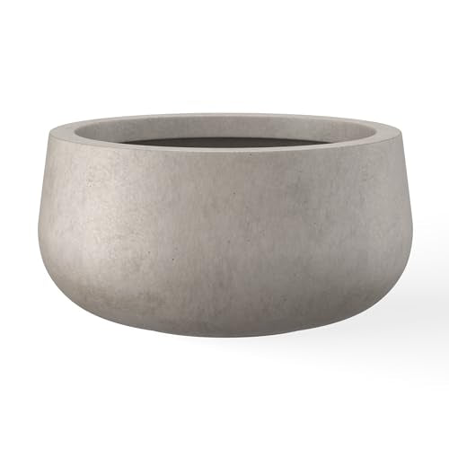 Large Round Bowl Weathered Concrete Planter 20" Dia