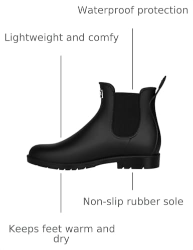 Women's Ankle Rain Boots Waterproof Chelsea Boots