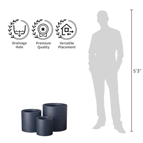 Modern Home Minimalist 9.8" Tall Charcoal Concrete Cylinder Planter (Dark Gray / 9.8" Dia)