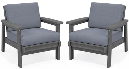HDPE Outdoor Sofa Set of 2 (Grey/Grey)