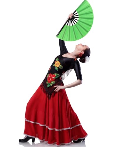 2 Pack Large Folding Hand Fan for Men (2 Green)