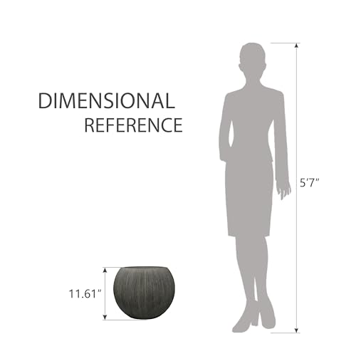 11.8" H x 14.5" D Large Round Plastic Planter with Drainage Hole & Plug (Vintage Black)