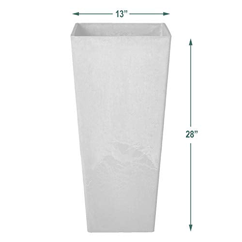 PSW Pot Collection Contempo Tall Square for Indoor and Outdoor Plants and Gardens (Cement Color / 13 by 13 by 28 Inches)