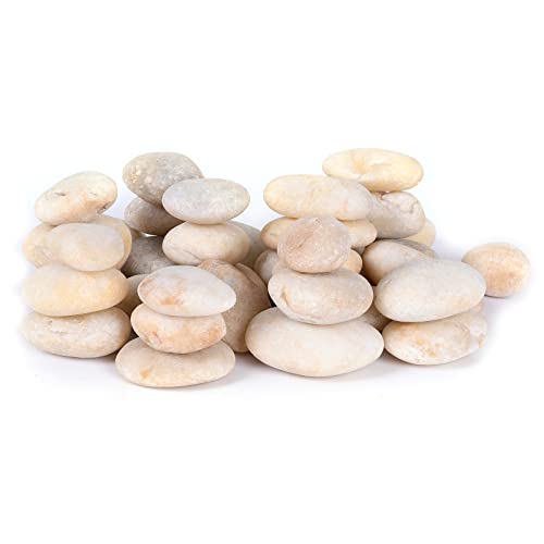 11LB Stones Pebbles River Rocks (11 Pounds / Cream White)