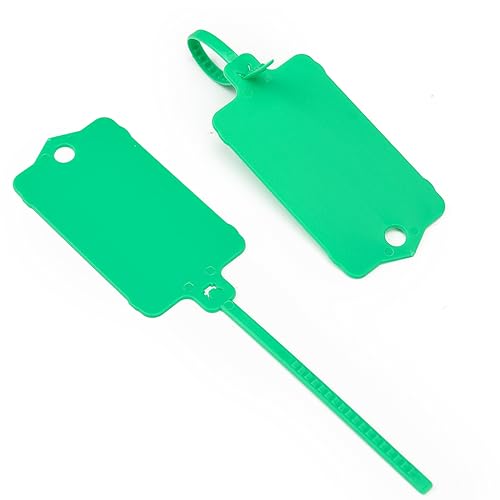100pcs Blank Plastic Tags for Labeling Reusable Hanging Tags Ties Key Tag Storage Labels Waterproof Plastic Mark Label Writable Hang Sign with One Marker Pen (100 Count)