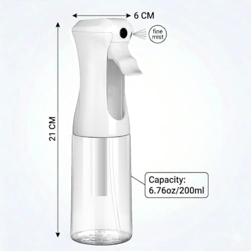 Continuous Mist Clear Spray Bottle 200ml Fine Mist Spray 3 Pack (6.7oz - Pack of 3)